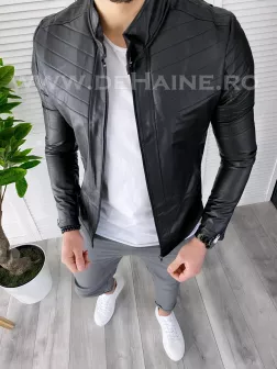 Geaca barbati neagra piele ecologica B3712 66-4